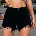 thumbnail image 6 of Lixiuxyad Womens Jean Shorts Mid-High Rise Casual Stretchy Ripped Distressed Cut-Off Summer Denim Shorts Sizes S-2XL,Black, 6 of 7