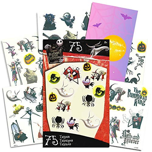 Tatuajes de Pesadilla antes de Navidad - 75 tatuajes temporales Jack Skellington Sally Oogie Boogie y más. Nightmare Before Christmas 711274066042