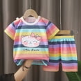 thumbnail image 2 of CAUYDY Toddler Baby Girl Summer Clothes Outfit Funny Letter T-Shirt Top Short Set Infant Girl Clothes 6 12 18 months 2T 3T 4T 5T 6T 7T 8T 9T Girls Summer Set (Sizes 6-12 Months,H03-Light Purple), 2 of 4