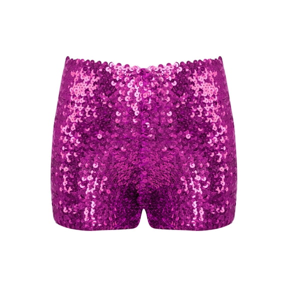 Aislor Girls Kids Sequin Jazz Hip Hop Dance Shorts Active Sport Activewear Dance Stage Short Pants 3-8 Hot Pink 7-8