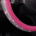 thumbnail image 6 of CAR PASS Diamond Pink Leather Steering Wheel Cover, with Bling Crystal Rhinestones Universal Fit 14" 1/2-15" Crystal Glitter for Women Sparkle Girl Fit Suvs,Vans,Sedans,Cars,Trucks, Pink Diamond, 6 of 7