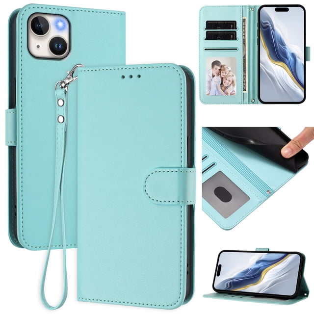 Funda Cartera GANGXUN para iPhone 14 Plus – Cierre Magnético, Protección RFID, Correa Desmontable, Compatible con Carga Inalámbrica