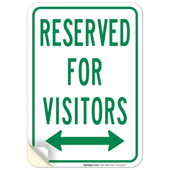 Bidirectional Reserved For Visitors Sign, 10x7 Vinyl Sticker