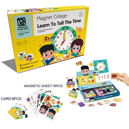 DIY Educational Kids Creative Magnetic Collage Play Set - Time