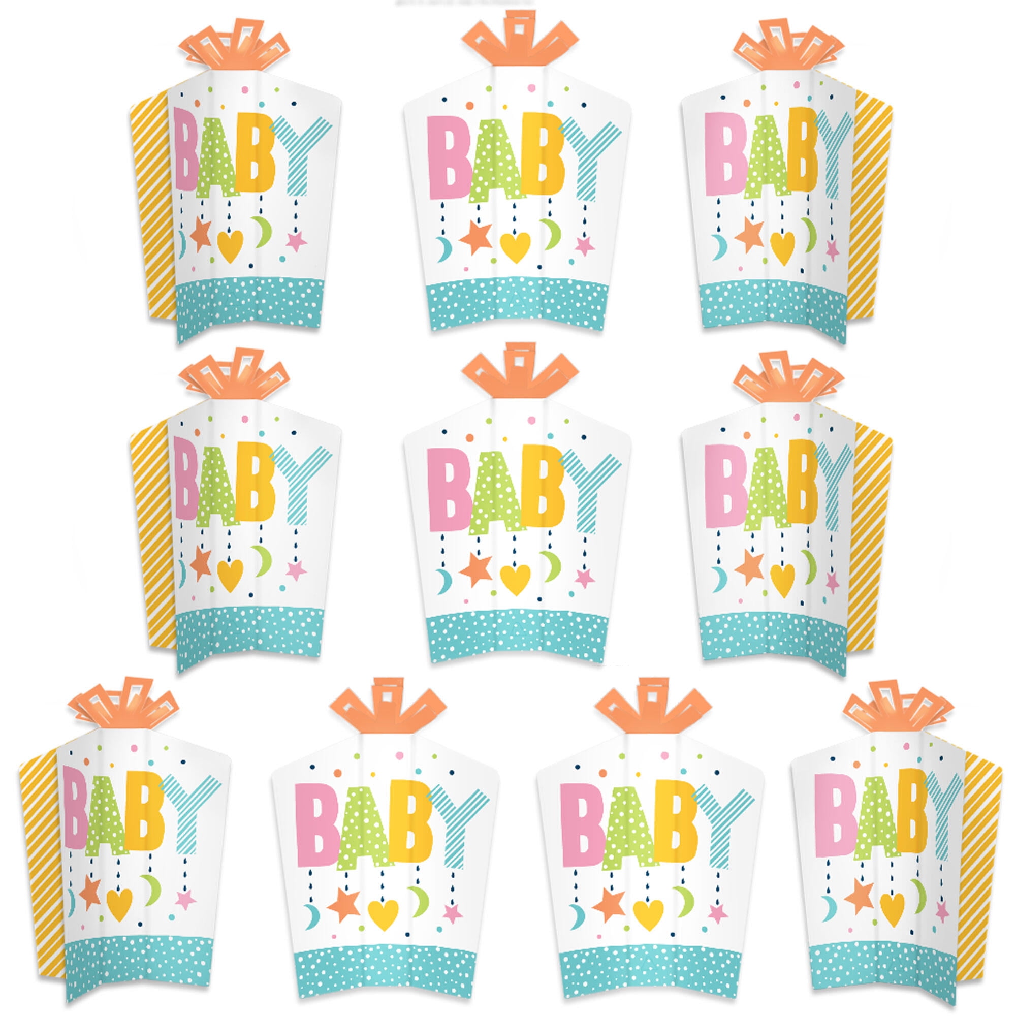 Big Dot of Happiness Colorful Baby Shower - Table Decorations - Gender Neutral Party Fold and Flare Centerpieces - 10 Count
