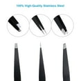 thumbnail image 2 of 3 Piece Stainless Steel Tweezer Set with Travel Case, Slant, Pointed and Flat Tweezers for Grooming, TIKA, 2 of 9