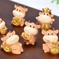 thumbnail image 3 of Grandest Birch Gold Ox Ornament Resin DIY Animal Figurines Car Desktop Decoration Gift Ox Shape Gift Cat Decor Car Ornament, 3 of 8