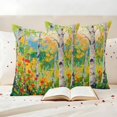thumbnail image 3 of Green Oil Painting Outdoor Waterproof Pillow Covers, Modern Abstract Art Summer Botanical Decorative Square Throw Pillowcase Sofa Cushion Sham for Patio/Couch/Chair, 26"x26" 2 Pack, 3 of 8