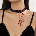 thumbnail image 5 of Collier Ras du Cou Pendentif Gothique Rétro à Pompons - Accessoire d'Halloween, Bijou Style Gothique, Détail à Pompons, Collier Pendentif, Ras du Cou - Parfait pour Fête d'Halloween, Costume et Cosplay, 5 of 5