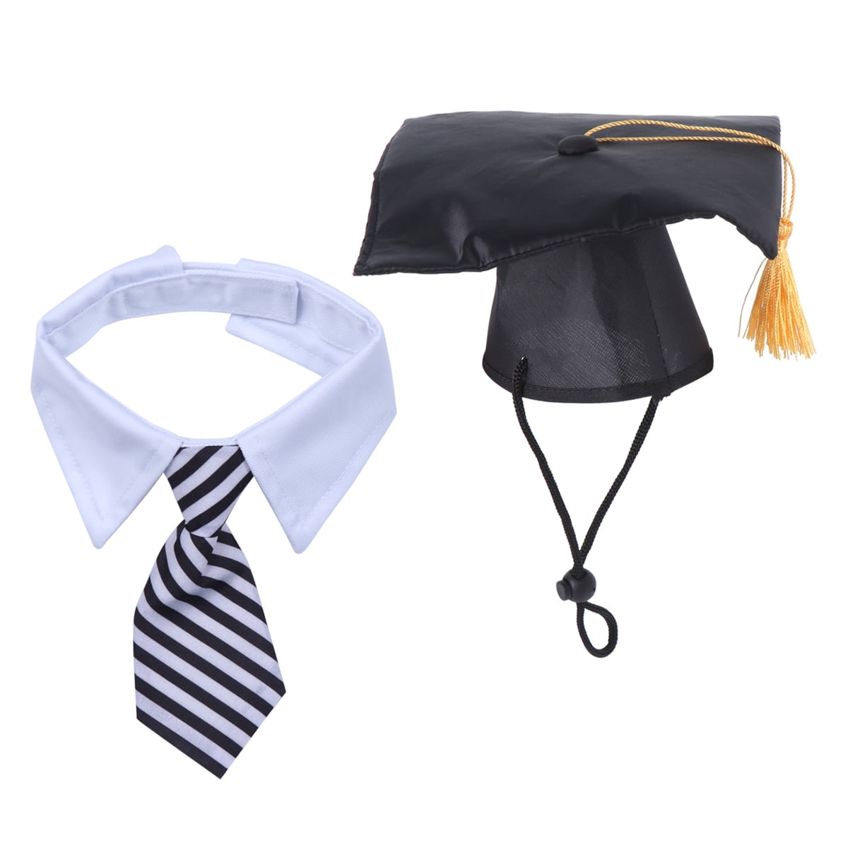 BESTYASH Dog Graduation Cap and Tie Set in Black Soft Comfortable Pet Trencher Hat Cute Design for Celebrations 1 Piece