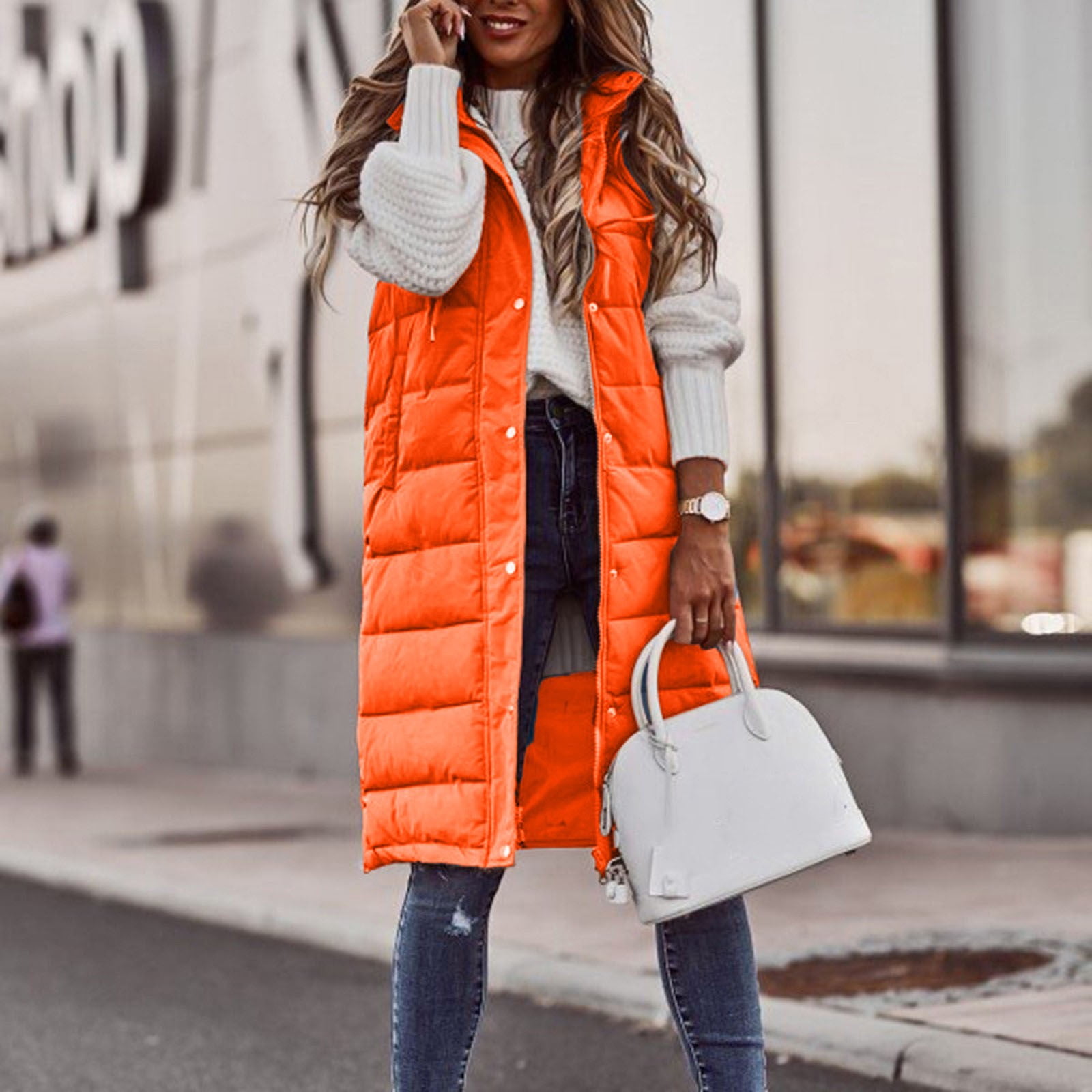 PWA two-face quilted vest オレンジベージュ PWA two-face quilted