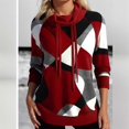 thumbnail image 2 of XIAONU Womens Hoodies Trendy Color-Block Printed Pullover Hoodie With Peasure Drawstring High Neck And Long Sleeves, 2 of 5