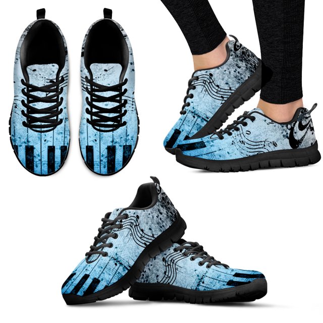 Zapatos planos de otoño para mujer, estilo artístico, con estampado de teclado de piano y notas musicales, de malla transpirable, informales, para mujer