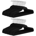 thumbnail image 1 of Ganchos de terciopelo delgados, antideslizantes, paquete de 100 unidades, color negro y plateado, 1 of 4