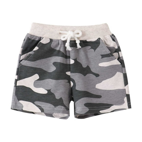 Ketyyh-chn99 Boys Summer Outfits Workout Clothes for Boys Print Spring Summer Pocket Shorts Clothes (Grey, 6-7 Years)