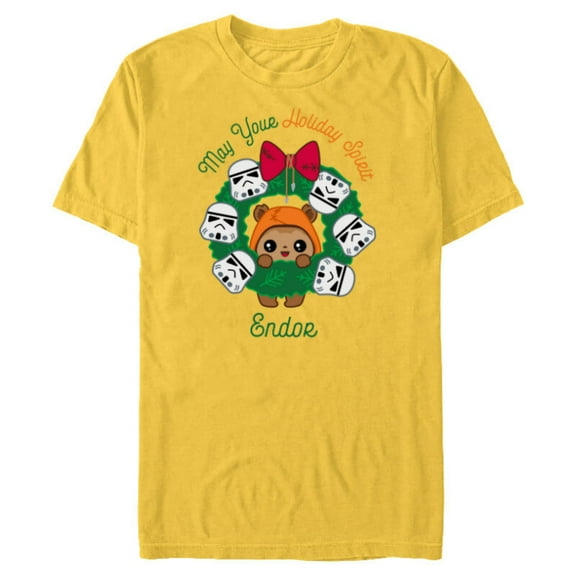 Star Wars Ewok Christmas May Your Holiday Spirit Endor Cute - Short Sleeve Blended T-Shirt for Adults - Customized-Yellow