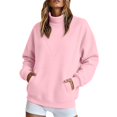thumbnail image 4 of GZWYHT Mockneck Sweatshirt Oversized Mock Neck Sweatshirt Winter Clothes High Neck Sweatshirt Cowl Neck Tops Fashion Clothing Oversized Hoodie Plain Mock Neck Sweatshirt Pink XL, 4 of 8