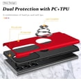 thumbnail image 5 of Shockproof Case for Samsung S23 Ultra 5G, [Embedded Finger Ring] Military Grade Phone Case Cover with Reinforced Metal Stand Kickstand [Support Magnetic Car Holder] for S23 Ultra, Red, 5 of 13