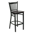 thumbnail image 2 of Emma + Oliver Vertical Back Bar Stool with Mahogany Wood Seat, Black, 2 of 11