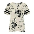 thumbnail image 4 of Delayuji Plus Size V Neck T Shirts Women Short Sleeve Tops Casual Summer Tshirts Loose Fit Tee Beige L Polyester,Spandex Short Sleeve Shirts for Women, 4 of 4