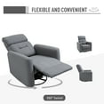 thumbnail image 4 of HOMCOM Manual Recliner Swivel Rocker Chair Theater Chair Single Sofa with Linen Fabric for Living Room Bedroom, Grey, 4 of 9