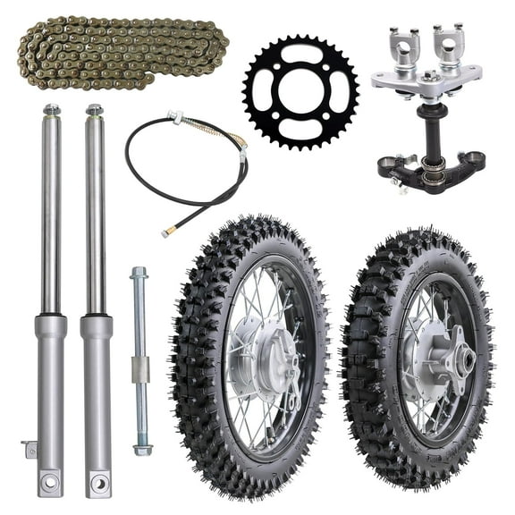 12" 10" Wheel 60/100-12 80/100-10 Tire and Rim   520mm Front Forks Triple Tree Drum Brake Kit &420 Sprocket For Motorcycle Dirt Pit Bike CRF50 XR50 50cc 70cc 90cc 110cc 125cc