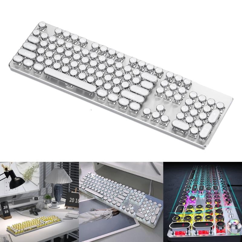 White Backlit Mechanical Gaming Keyboard with Tactile Switches 104Keys
