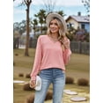 thumbnail image 4 of Women'S Blouses Dressy Casual V Neck Top Dot Balloon Long Sleeve Shirts Pink L, 4 of 8
