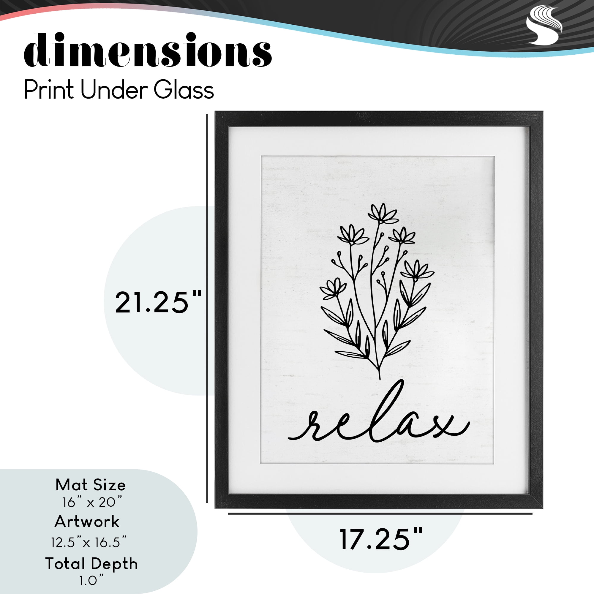 Bathroom Herb Relax Black Framed Print Under Glass, design by Lettered and Lined