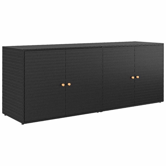 Bowery Hill Contemporary Rattan Garden Storage Cabinet in Black