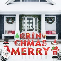 18Pcs Christmas Yard Signs with Stakes, Merry Grinchmas Letters with Santa Xmas Tree Snowman Reindeer for Outdoor Holiday Decoration