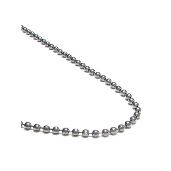 Titanium Kay Solid Titanium 3MM Bead Link Matte Finish Gray Color Necklace Chain 40"