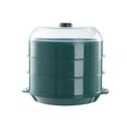 thumbnail image 1 of yuksok Round Microwave Heating Steamer Cooking Fast Transparent Cover Stackable Kitchen Green three layer, 1 of 9