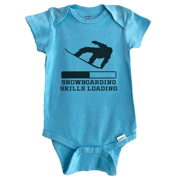 Snowboarding Skills Loading Funny Snowboard Humor Baby Bodysuit (Blue), 0-3 Months