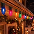 thumbnail image 2 of Indoor/Outdoor 25-Count LED Extra Bright Vintage-Style C9 Christmas String Lights, Multicolor, Green Wire, 14', by Holiday Time, 2 of 7