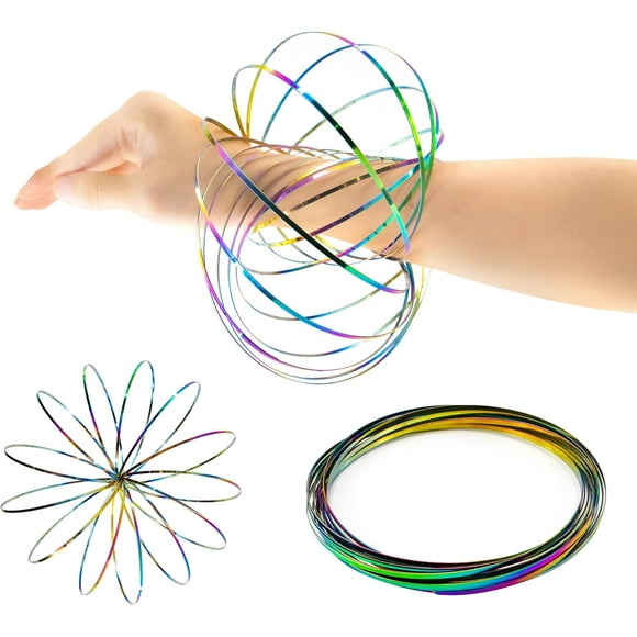 Flow Ring Spinner Ring Arm Toy 3D Magic Flow Ring Toys Stress relief, autism, magical science educational toys,Sensory Interactive Cool Dance Prop Christmas Birthday Gift, Colourful