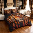 thumbnail image 2 of Manfei Hippie Tiger Queen Bedding, Vintage Animal Print Bedding Comforter Set Queen, Dark Brown Orange, Black Reversible, 7-Piece, 2 of 6