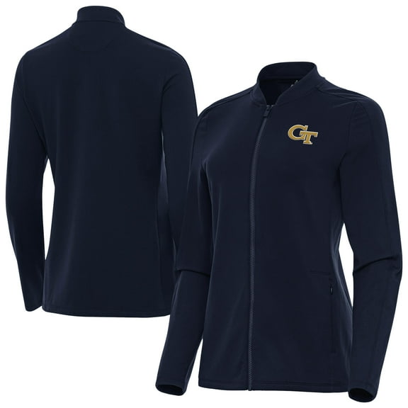 Women's Antigua  Navy Georgia Tech Yellow Jackets Continual Full-Zip Jacket
