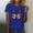 Blue, variant on QUNYINEY Crew Neck Shirts for Women Short Sleeve Casual Independence Day Tops Summer Loose Pullover Tops for Women