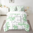 thumbnail image 2 of Manfei Modern Gaometry Aesthetic 7pcs Bedding Comforter Set,Pixel Geometric Queen Bedding Sets,Gray Green White Queen Sheet Sets For Boys,Ultra Soft Home Decor Reversible, 2 of 8