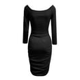 thumbnail image 5 of TIANEK Semi Formal Dress for Female,Casual Ball Boho Dress,Summer Off Shoulder V-Neck Halter Solid Sequin Comfortable Black Chiffon Dress Long Sleeve Long Dress, 5 of 8