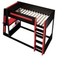 thumbnail image 6 of Mirightone Wood Twin over Twin Bunk Bed with Desk and Storage Shelves, Twin Size Gaming Bunk Bed with LED Light & Charging for Gamer - Black+Red, 6 of 8