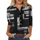 thumbnail image 2 of ICHUANYI Clearance Women's Fashion Printed T-shirt 3/4 Sleeves Blouse Round Neck Buttons Casual Tops(Black, S) ICHUANYI WER2023080911035, 2 of 4