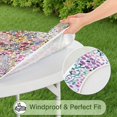 thumbnail image 5 of Pioneer Flower Floral Print Pattern Round Fitted Tablecloth with Elastic Edge,Dining Table Cover Waterproof,Outdoor Round Tablecloth for Camping,Dining,Indoor and Outdoor, 5 of 7