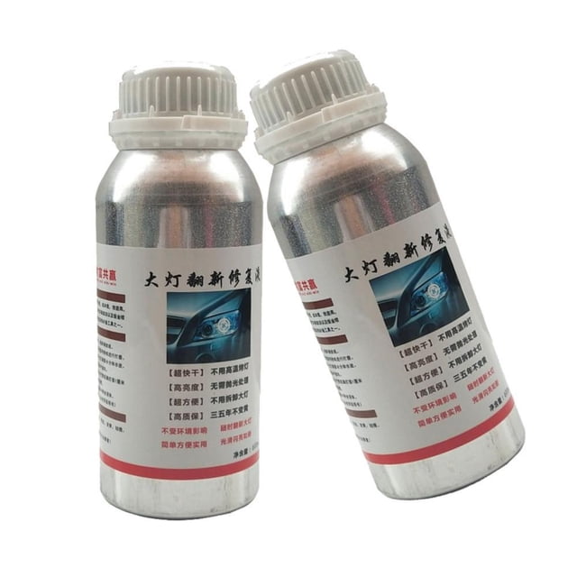 Feltree Kit de Réparation et de Rénovation de Phare Auto Revêtement Éclaircissant Jaune Haute Efficacité Solution d'Entretien 600ml/pcs