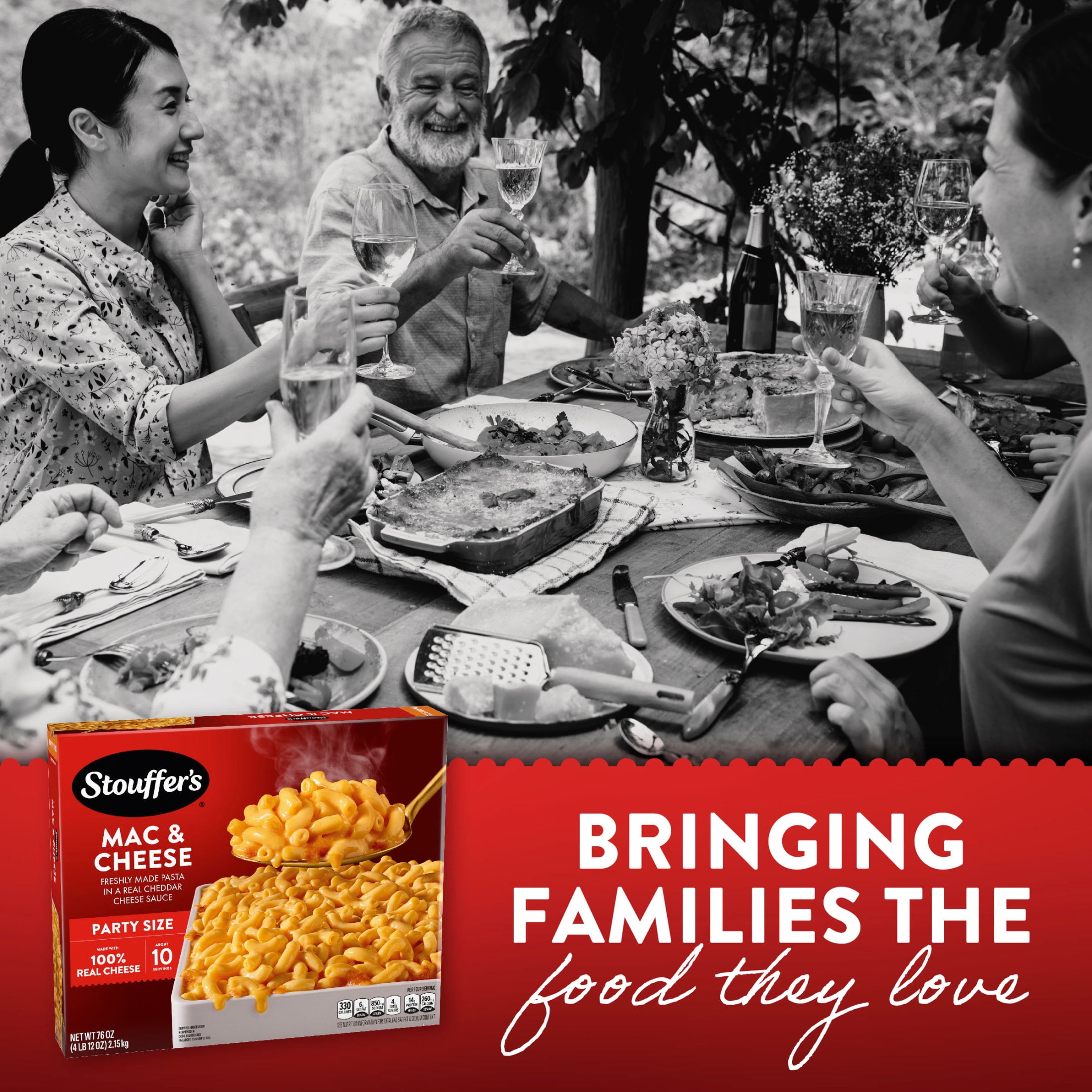 Stouffer's Macaroni & Cheese, Party Size, Frozen Mac and Cheese Meal, 76 oz (Frozen)