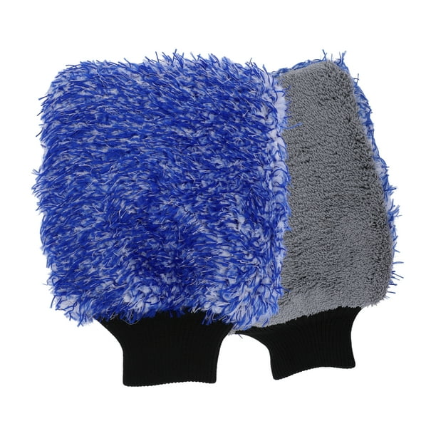 2 Pcs Toalla para Lavar Coches de Felpa Microfibra Herramienta de Secado de Limpieza de Coches 26x20x1cm Azul Blanco Tono Plateado Brillante