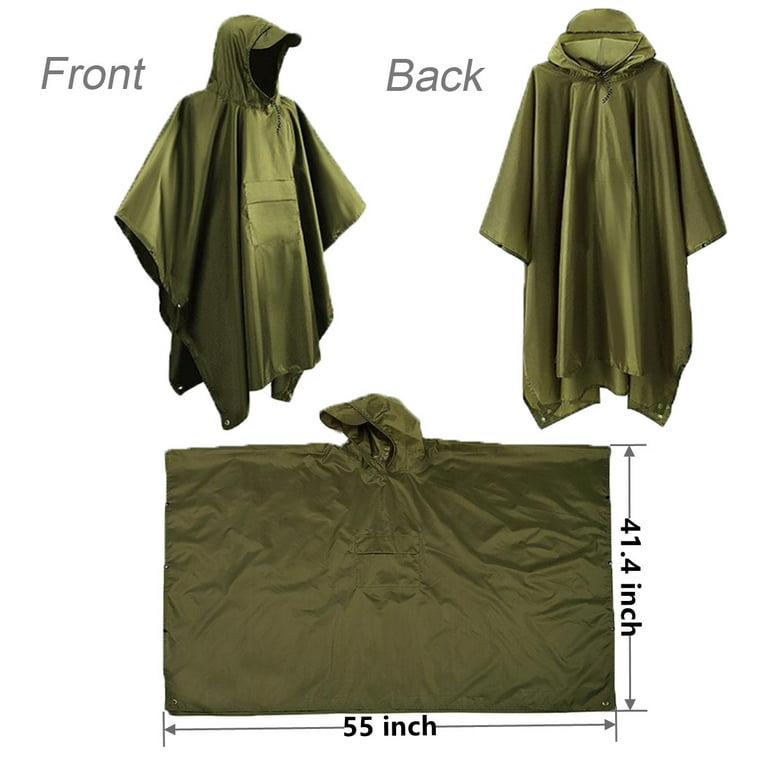 Hooded Rain Poncho for Adult, Unisex Raincoat with Pocket