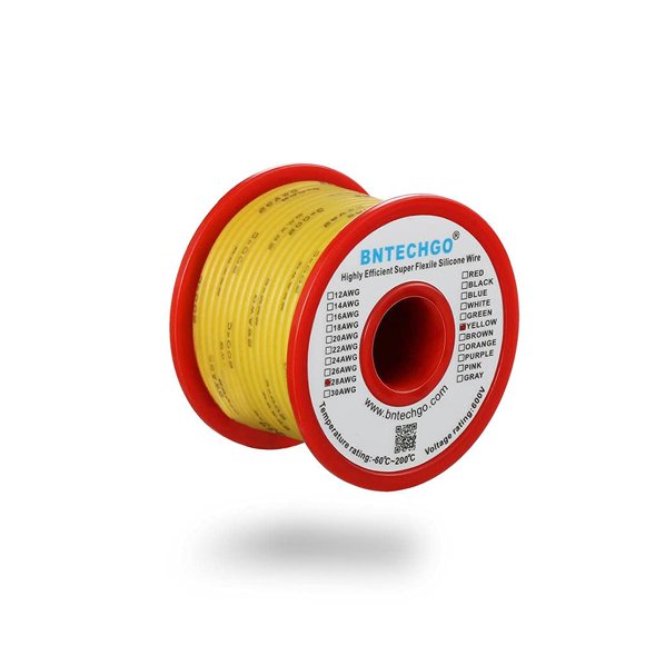 Cable de silicona BNTECHGO 28 AWG amarillo, bobina de 15 m