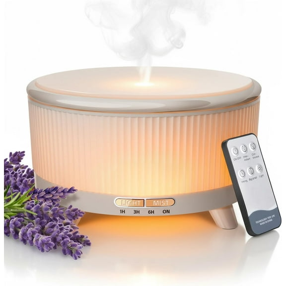 Large Essential Oil Diffuser – Ultrasonic Cool Mist Humidifier with Remote Control, 7 Color Lights, Timer, Auto-Off for Home, Bedroom, Yoga – White